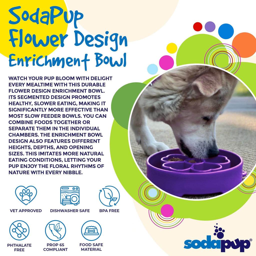 Flower eBowl Deep Slow Feeder Dog Bowl for Enrichment | USA Made