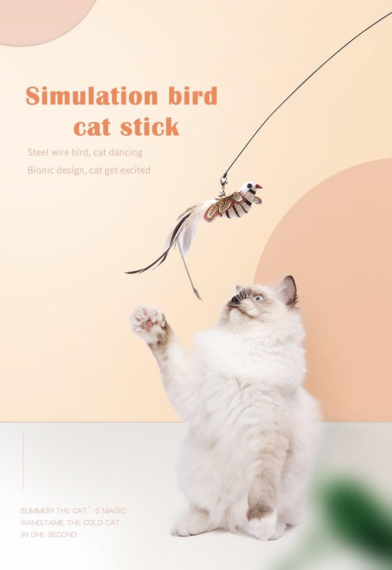 Funny Feather Bird with Bell Cat Stick Toy for Kitten/cat
