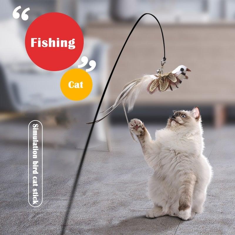 Funny Feather Bird with Bell Cat Stick Toy for Kitten/cat