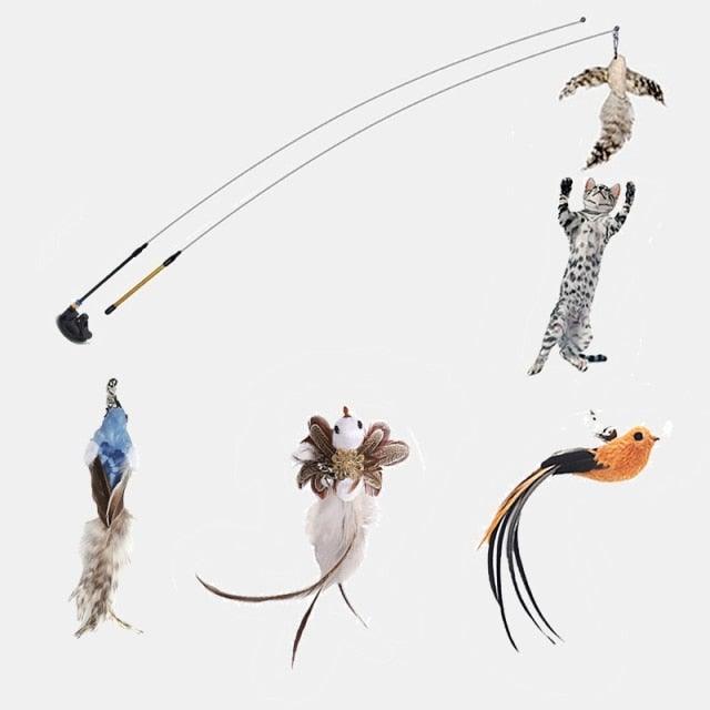 Funny Feather Bird with Bell Cat Stick Toy for Kitten/cat