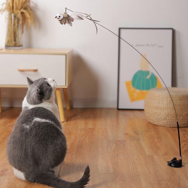 Funny Feather Bird with Bell Cat Stick Toy for Kitten/cat