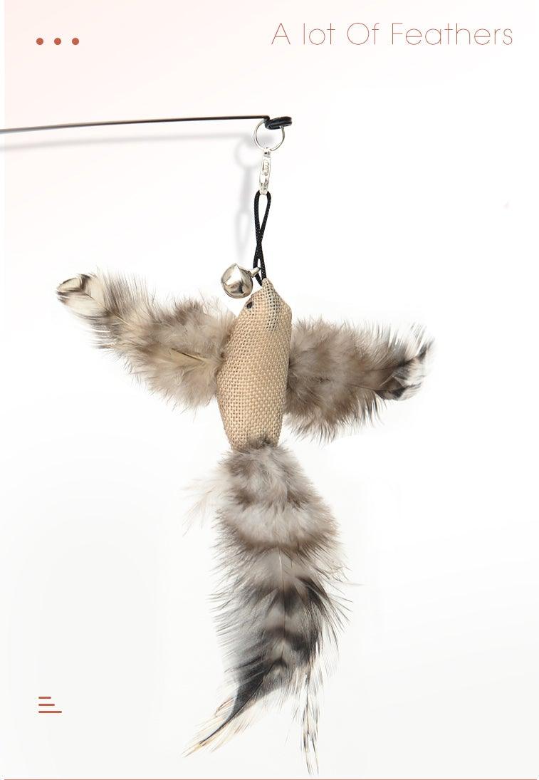 Funny Feather Bird with Bell Cat Stick Toy for Kitten/cat